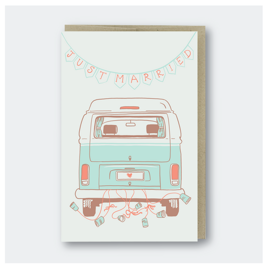 Just Married Camper Van Card