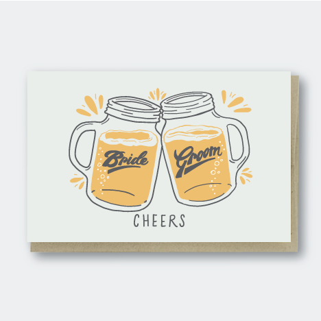 Cheers Mason Jar Beer Mug Bride Groom Card