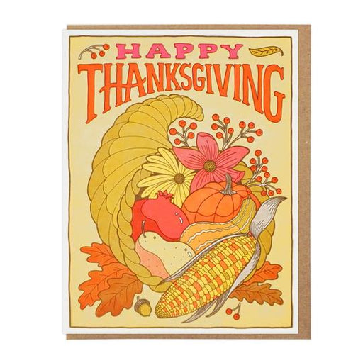 Happy Thanksgiving Cornucopia Spread Card