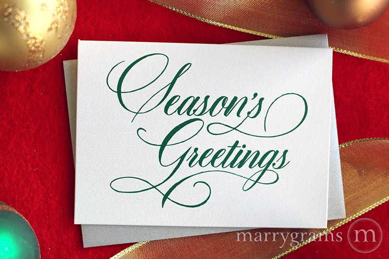 Season's Greetings Holiday Card Calligraphy Style