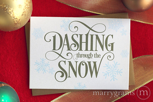 Dashing Through the Snow marrygrams wedding holiday card christmas
