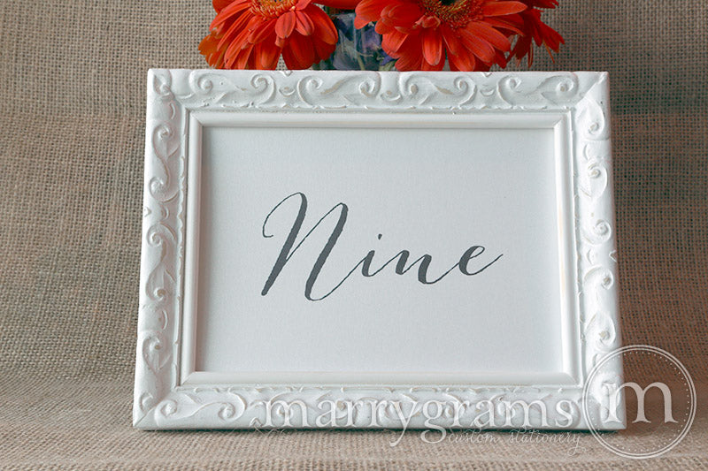 Wedding Table Number Signs Handwritten Style
