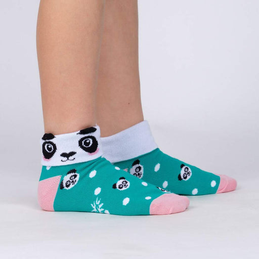 Panda Pair Junior Turn Cuff Socks