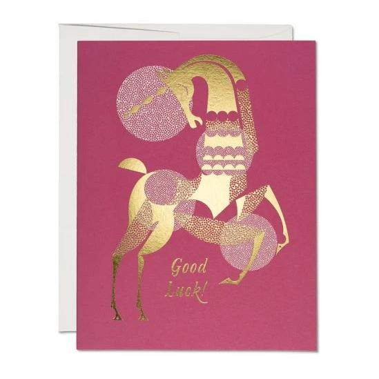 Good Luck Pink Unicorn Card
