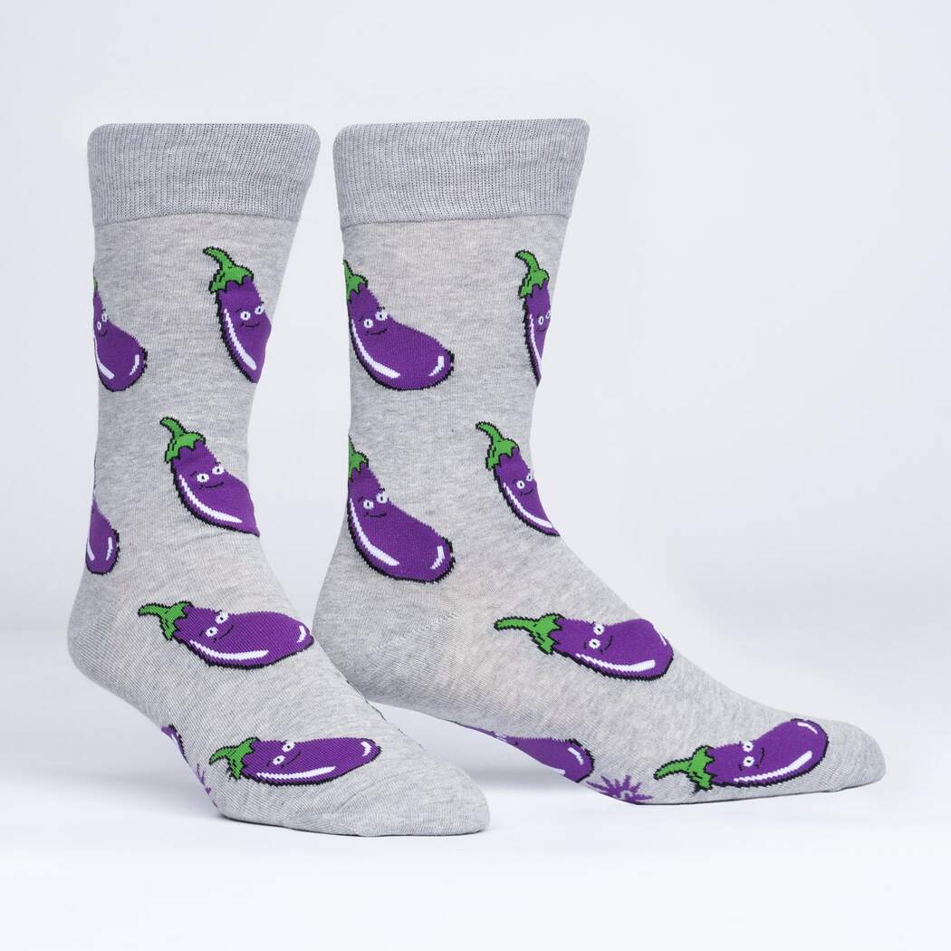 Happy to See You Eggplant Men's Crew Socks