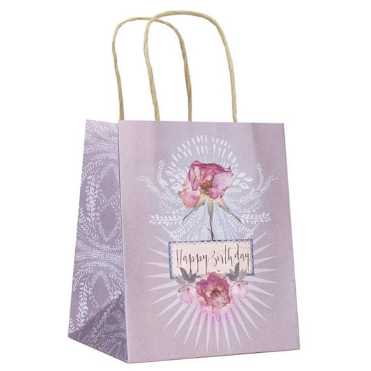 Pressed Rose Happy Birthday Mini Gift Bag