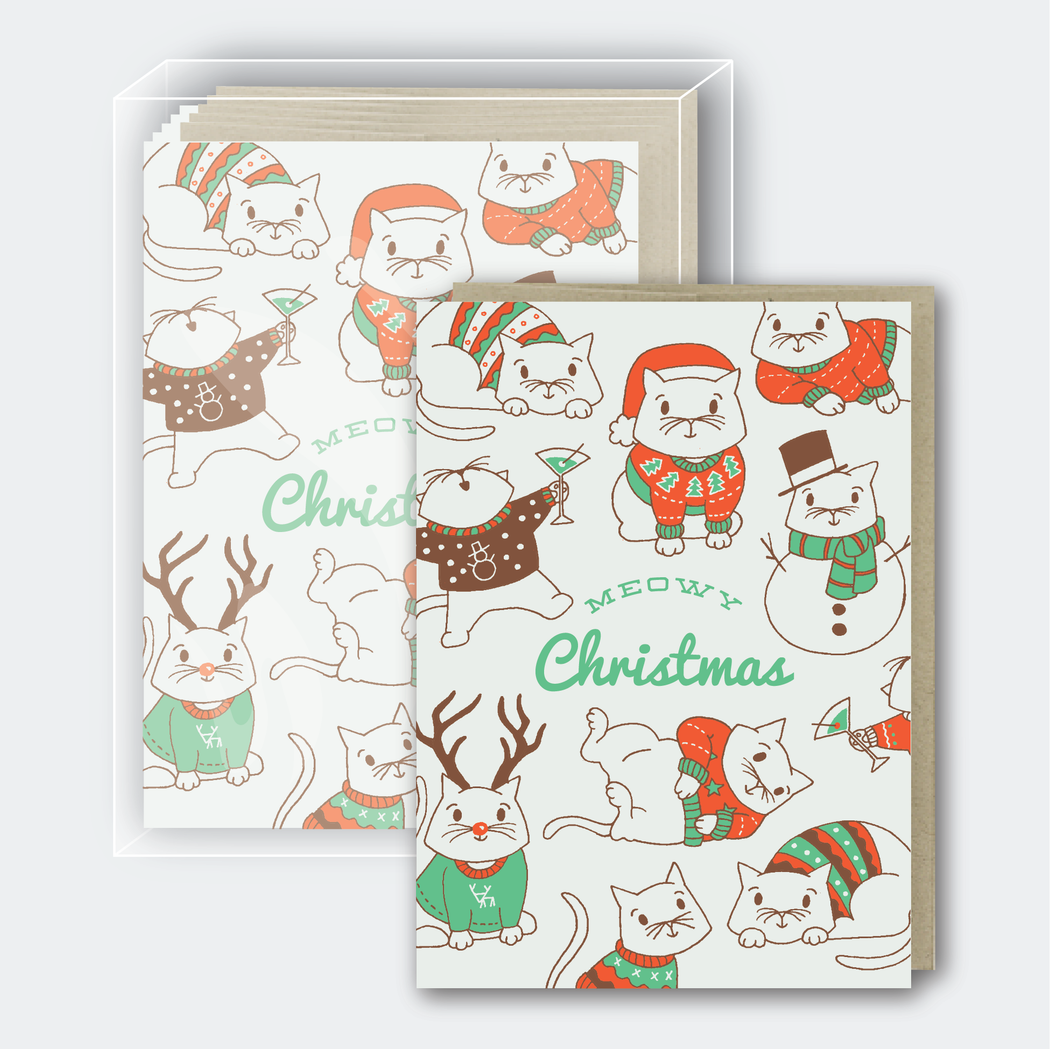 Meowy Christmas Sweater Cats Card