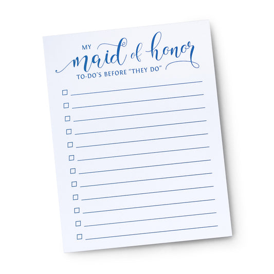 My Maid of Honor To Do's Before I Do Notepad
