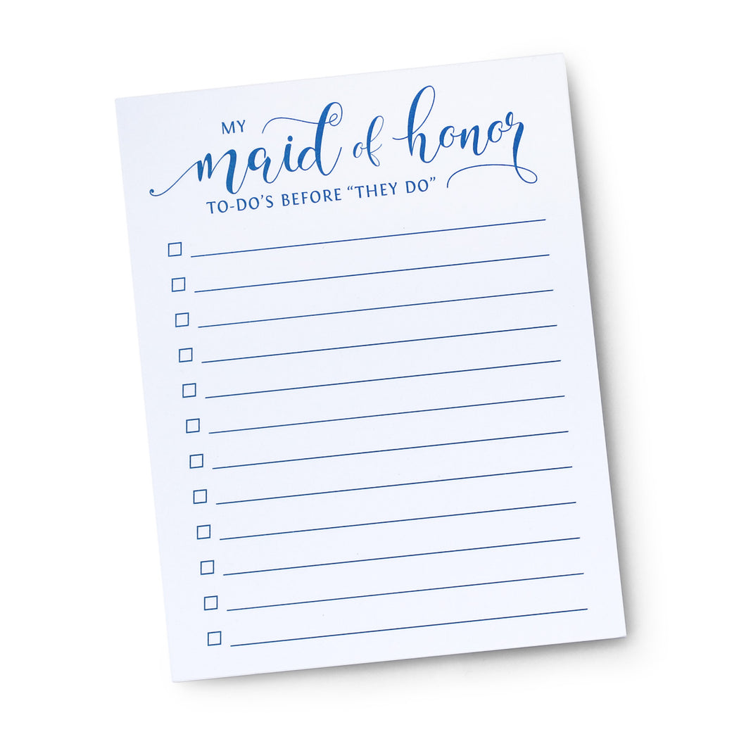 My Maid of Honor To Do's Before I Do Notepad