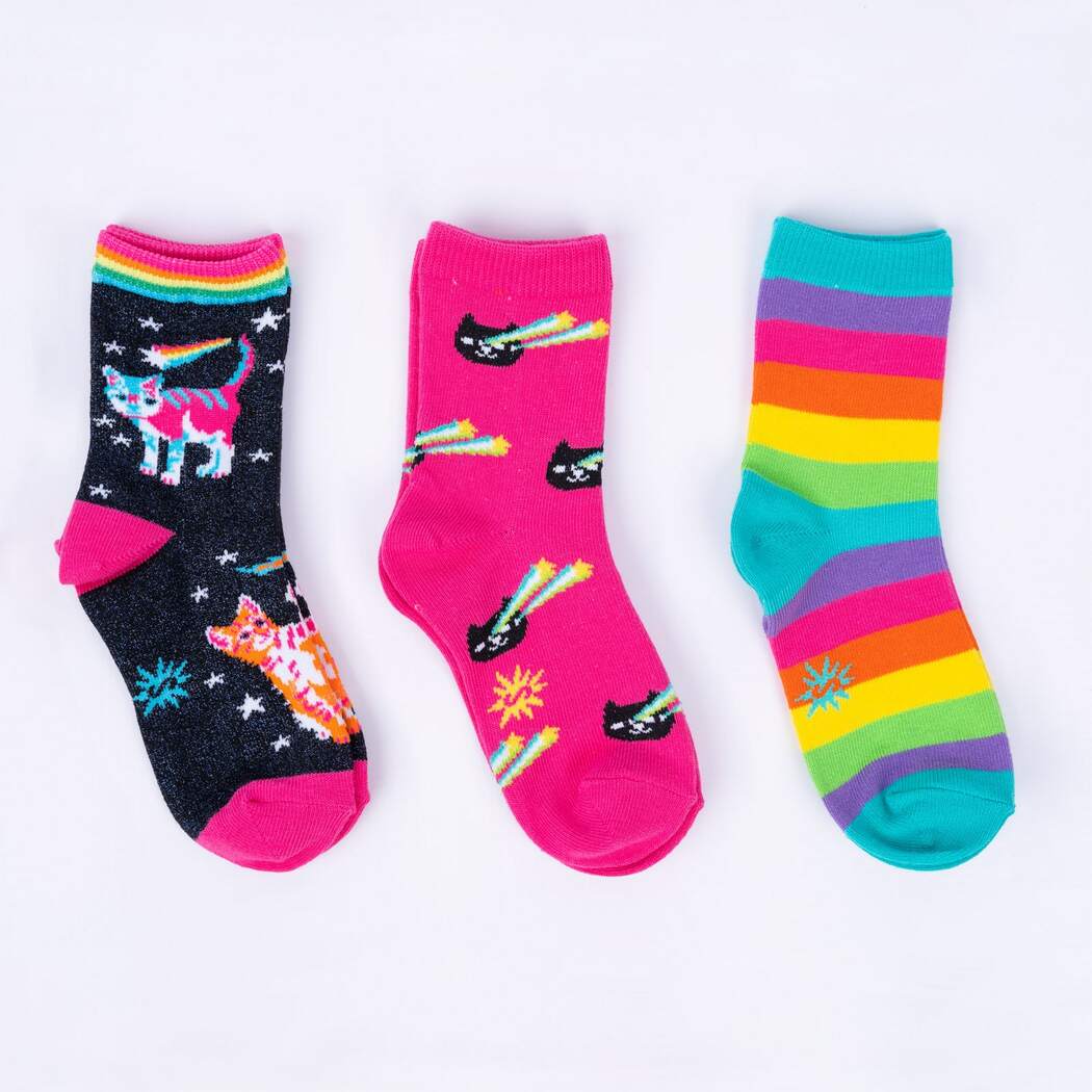 Space Cats Youth Crew Pack of Socks