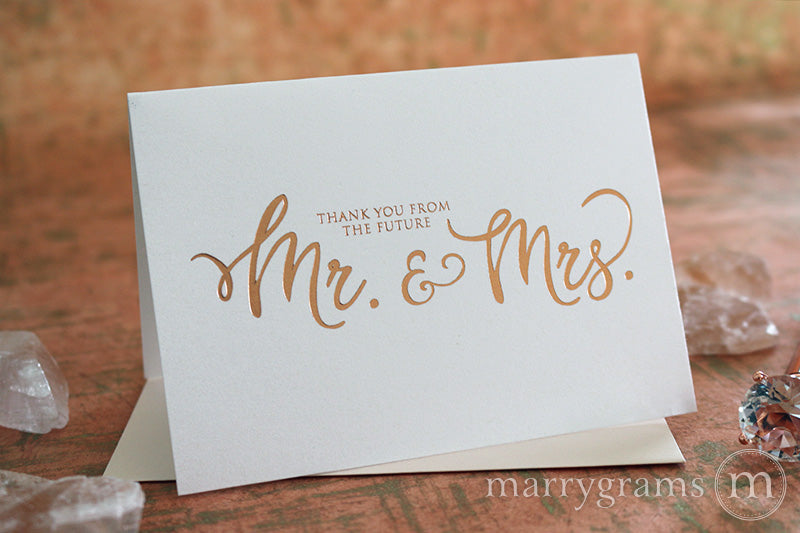 Rose Gold Foil Future Mr. & Mrs. Thank You Cards