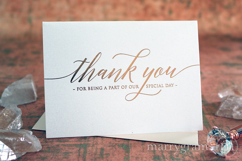 Rose Gold Foil Special Day Wedding Thank You Card Delicate Style