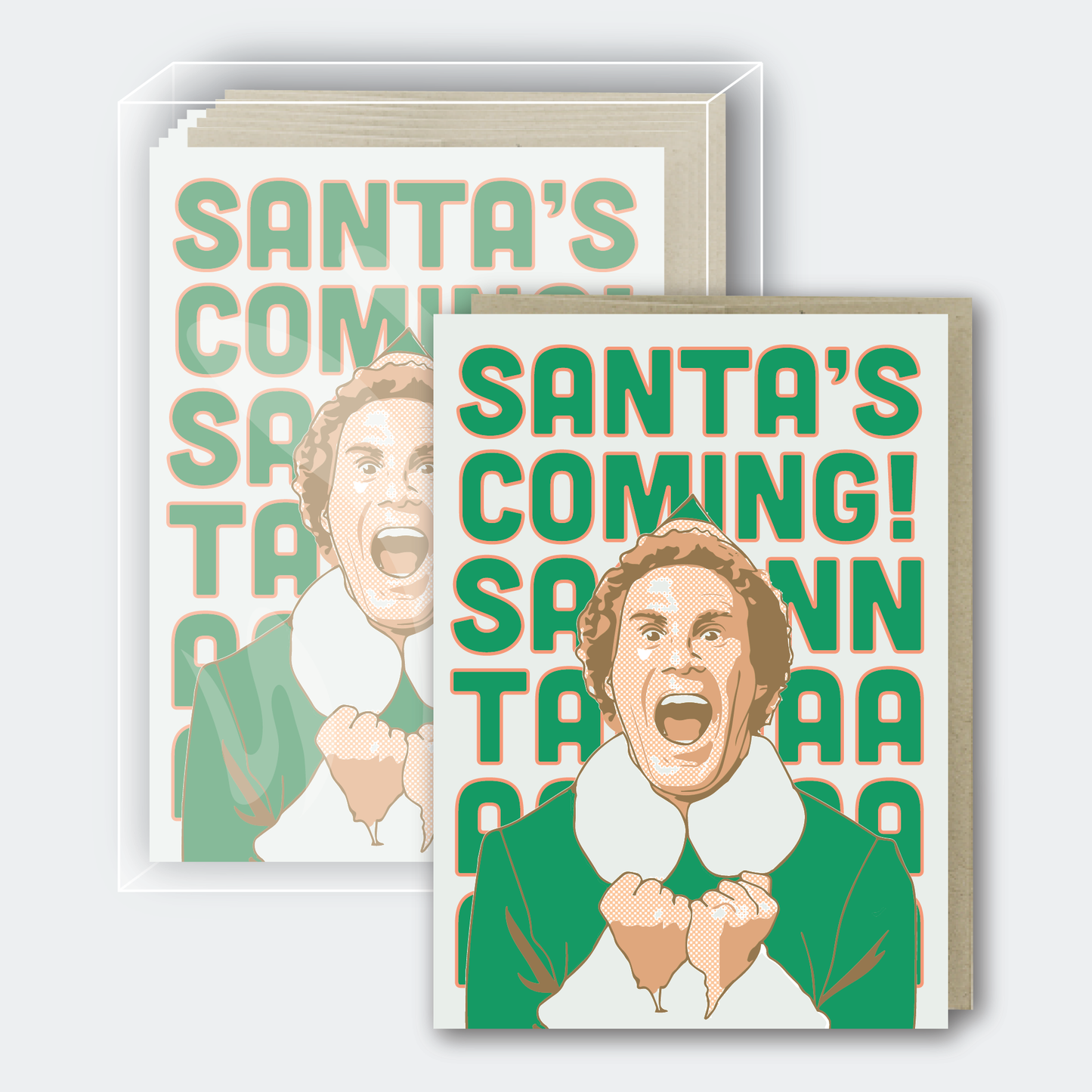 Elf Santa's Coming Card