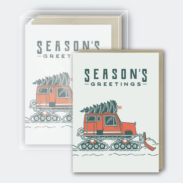 Snow Cat Season's Greetings Card