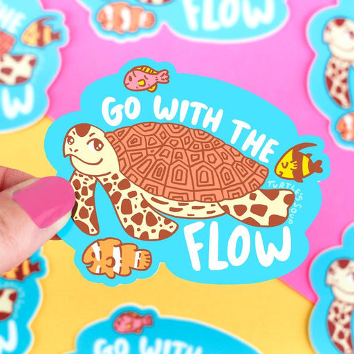 Go With the Flow Sea Turtle Vinyl Sticker