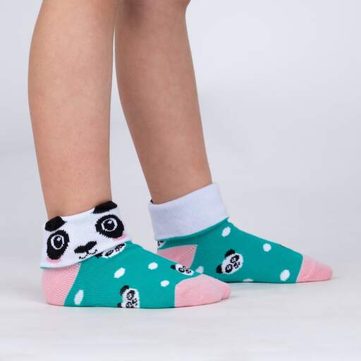 Panda Pair Turn Cuff Toddler Crew Socks