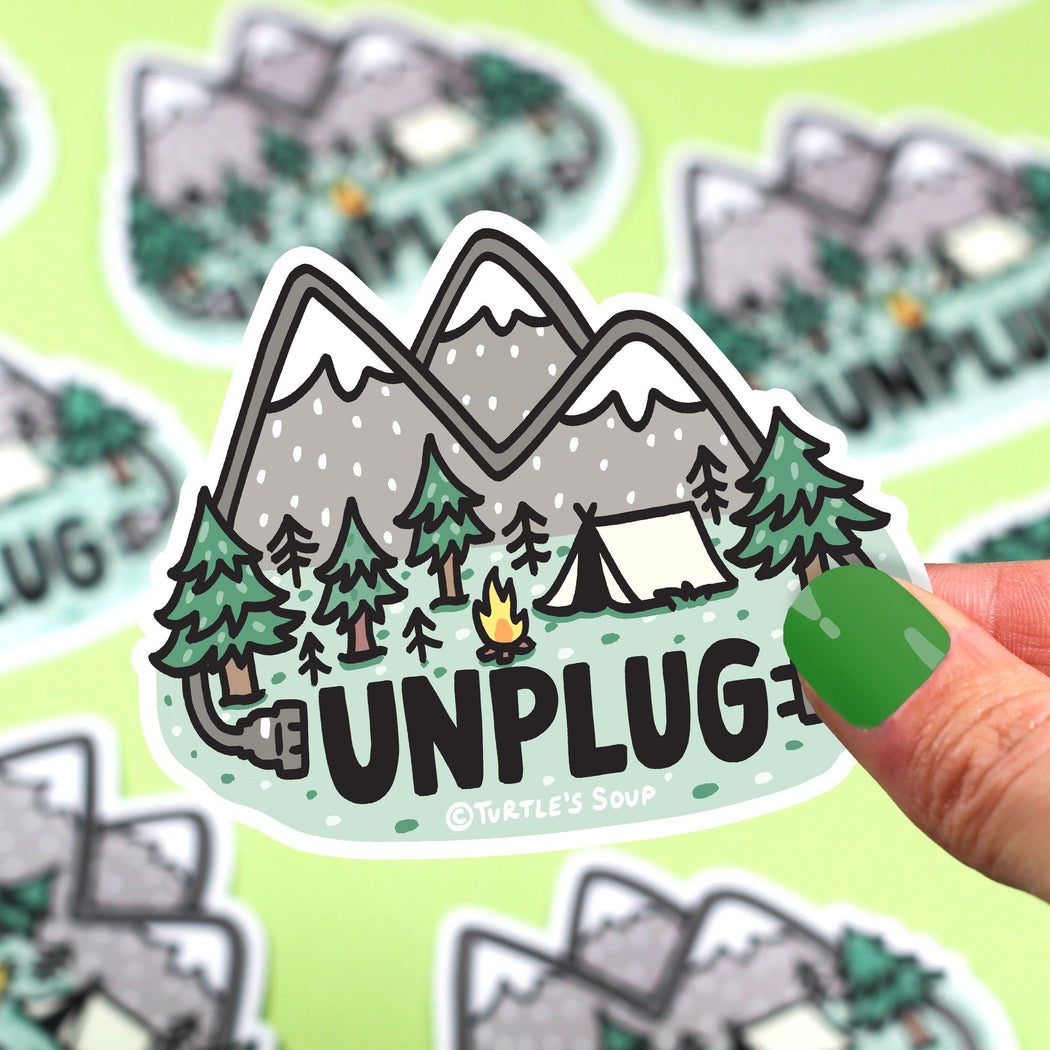 Unplug Mountains Vinyl Sticker