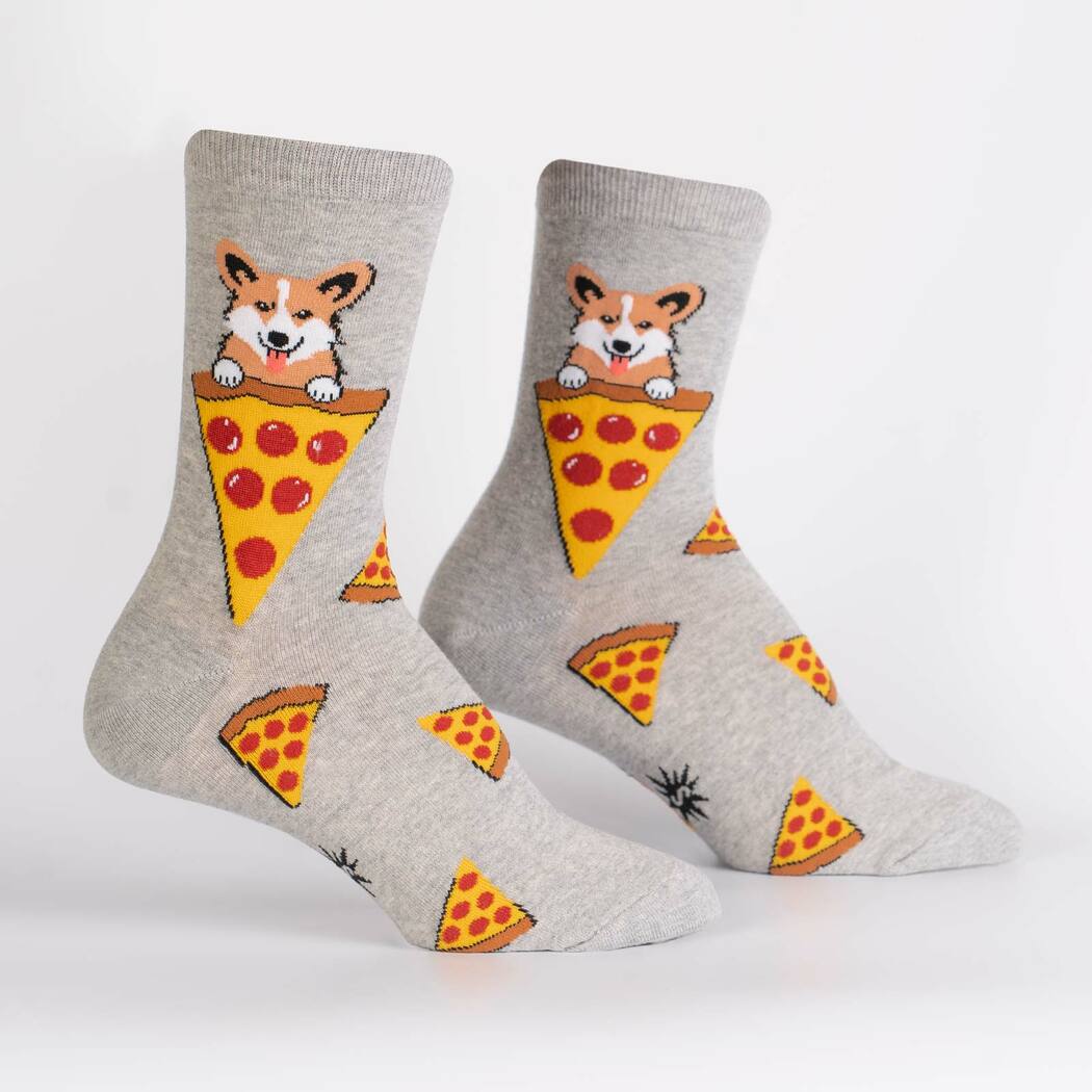 Best Friends Corgi Pizza Women's Crew Socks