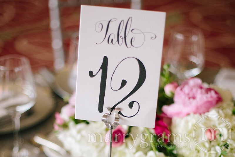 Numerical Wedding Table Number Signs Whimsical Style