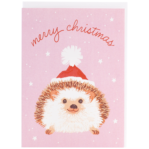 Hedgehog in Santa Hat Merry Christmas Cards