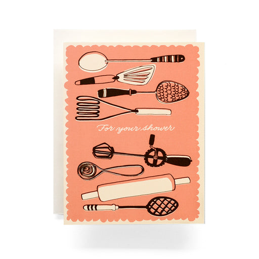 Vintage Utencils For Your Shower Greeting Card