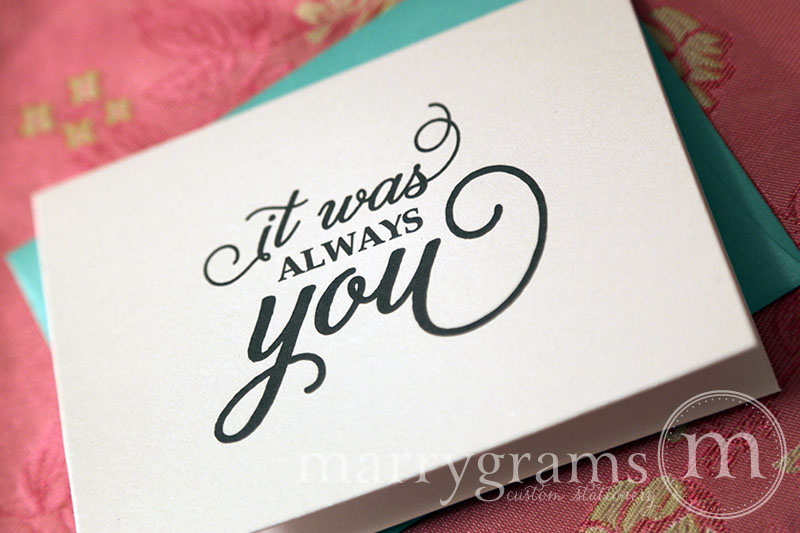 It Was Always You Bride Groom Love Note Card Curly Style