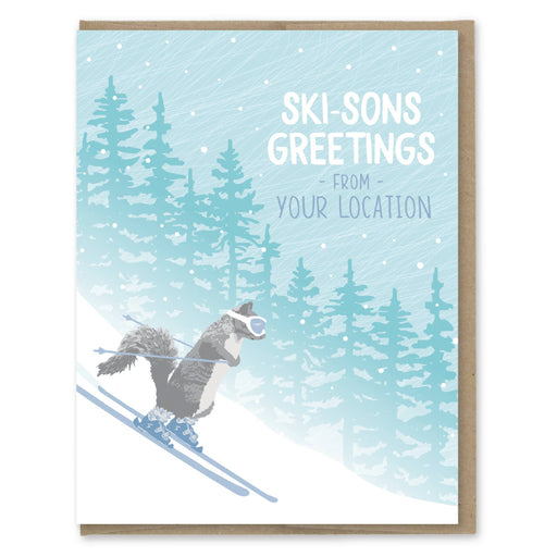 Skiing Squirrel SkiSons Greetings from Colorado Holiday Card