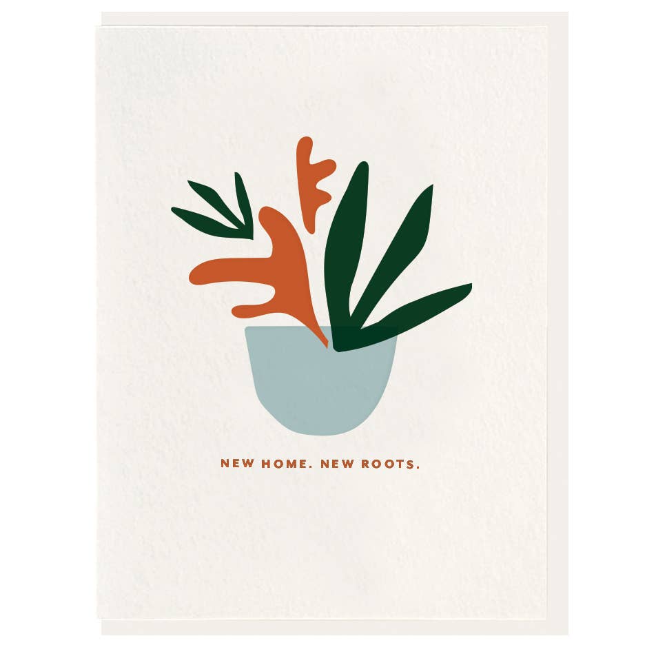 New Home New Roots Abstract Plant Card