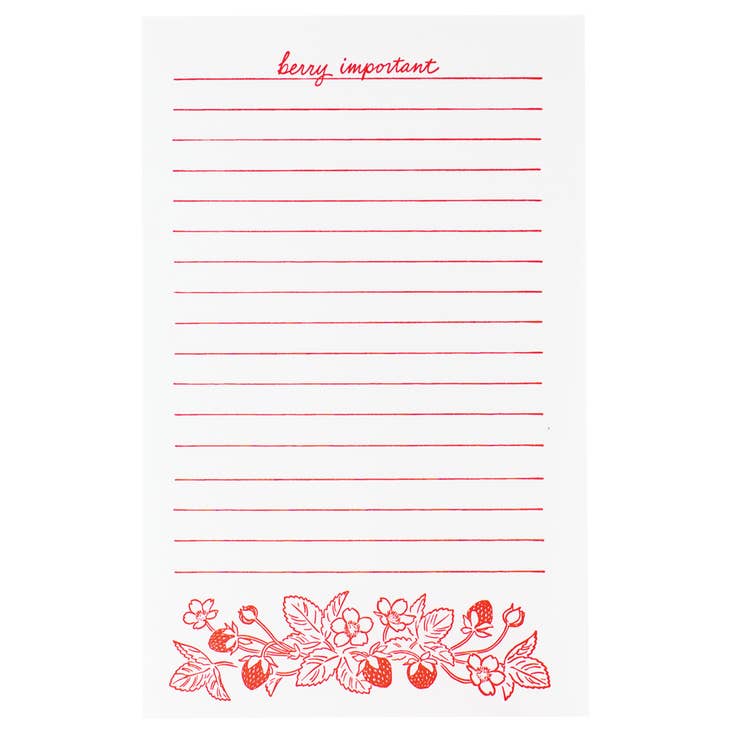 Berry Important Strawberry Letterpress Notepad