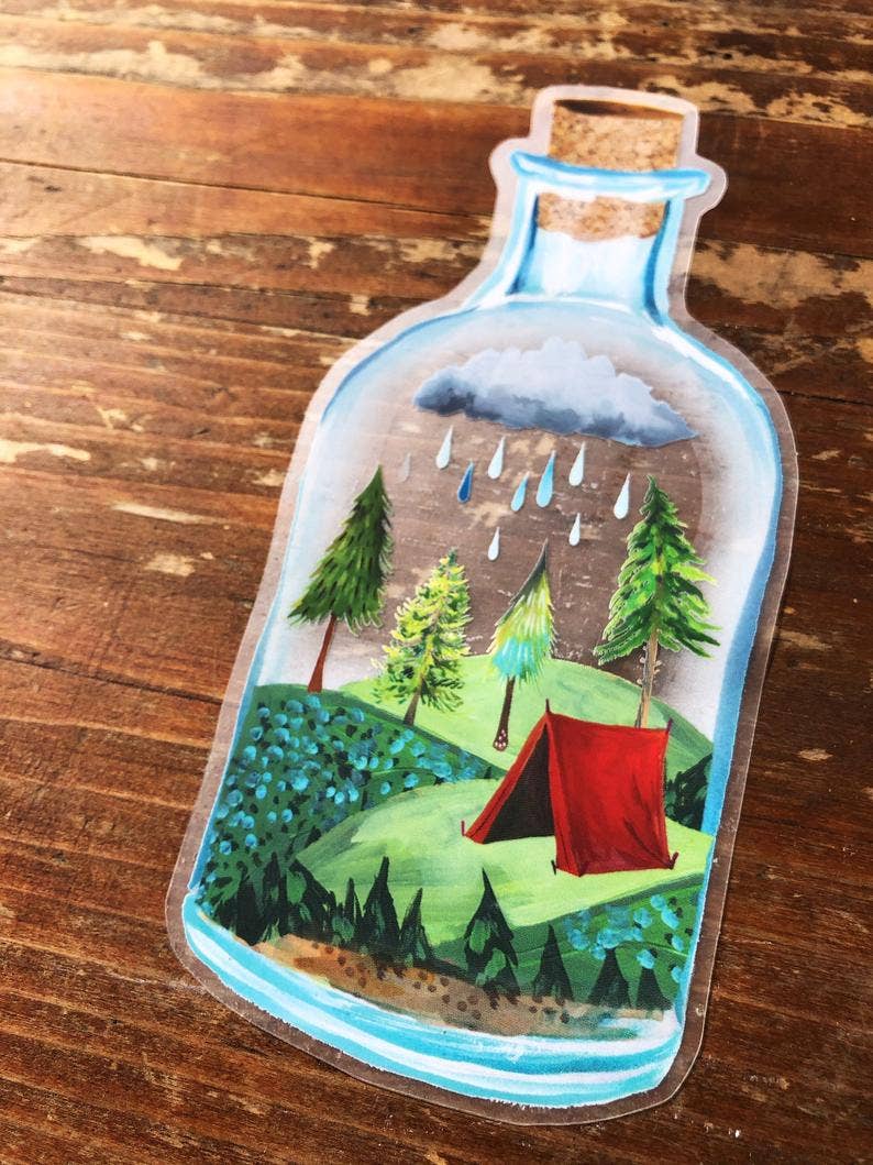 Tent Wilderness in a Bottle Clear Vinyl Sticker