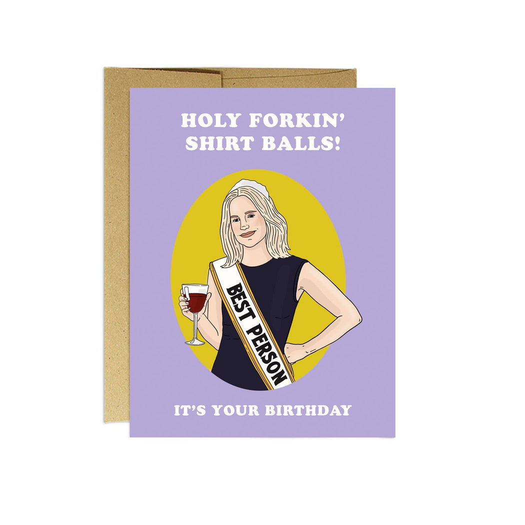 Holy Forkin Shirt Balls Good Place Birthday Card