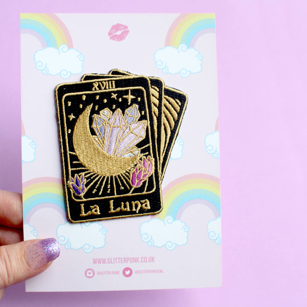 La Luna Moon Crystals Embroidered Patch