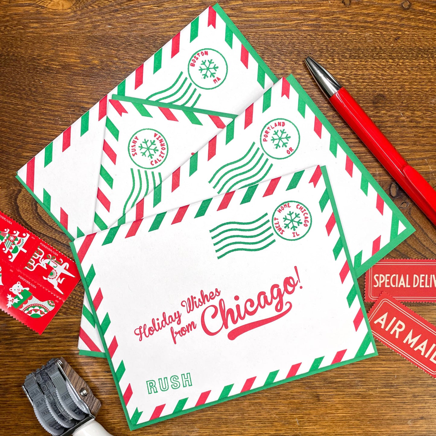 Airmail Holiday Wishes from Colorado Card