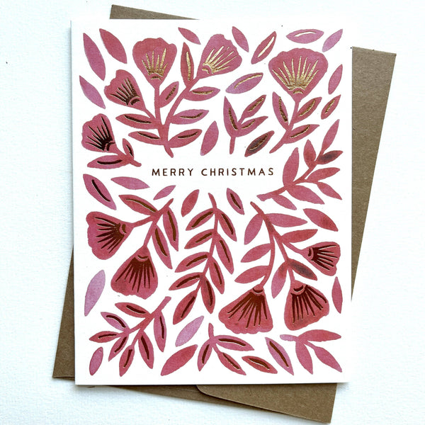 Merry Christmas Red Foil Stamped Card