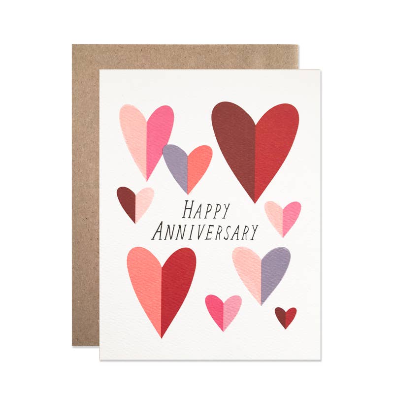 Happy Anniversary Folded Hearts Card