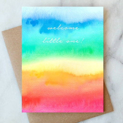 Rainbow Ombre Welcome Little One Baby Card