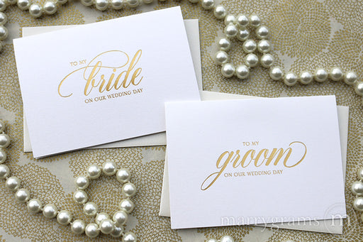 Gold Foil Groom on Our Wedding Day Card