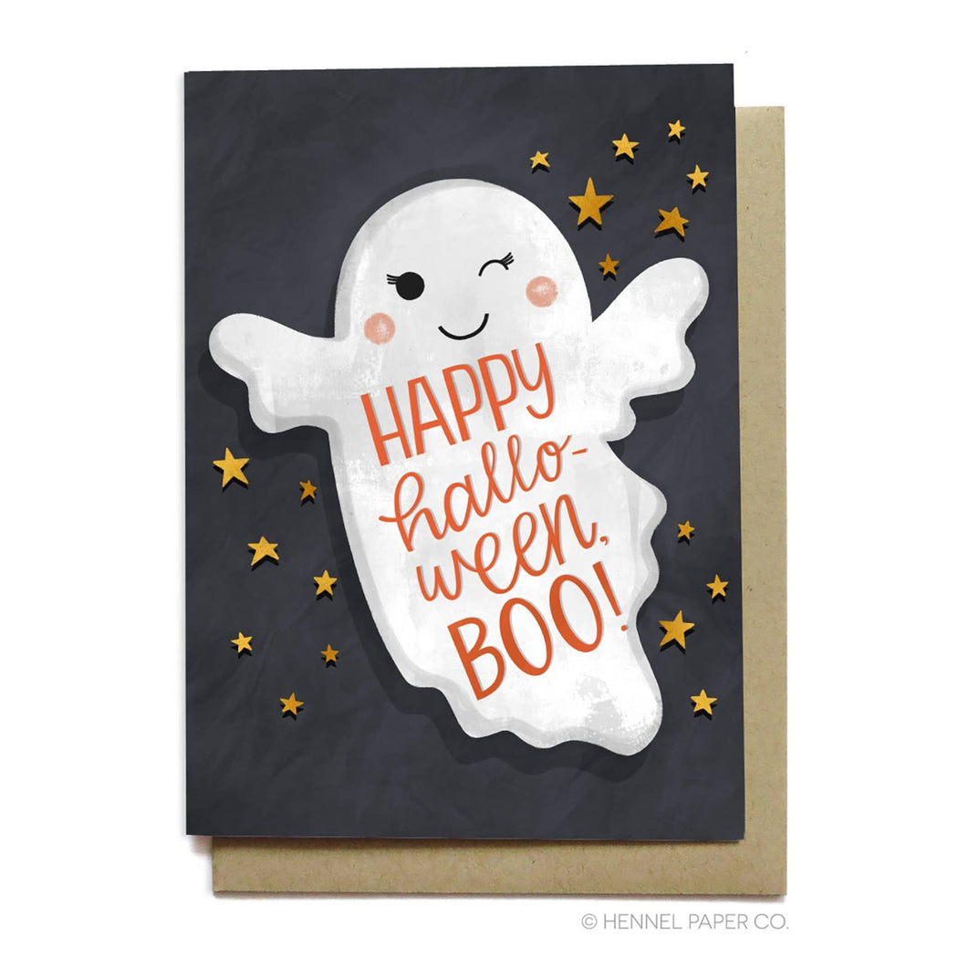 Happy Halloween Boo Ghost Wink Card