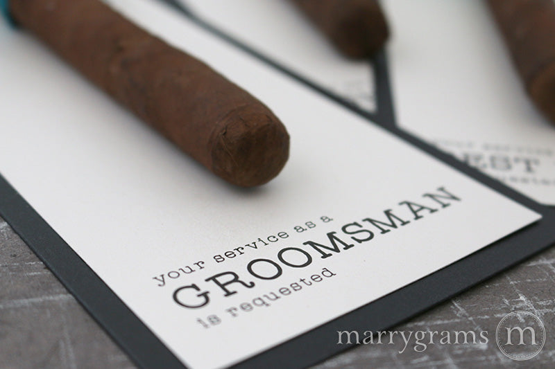 Modern Lines Service Requested Groomsman Cigar Card