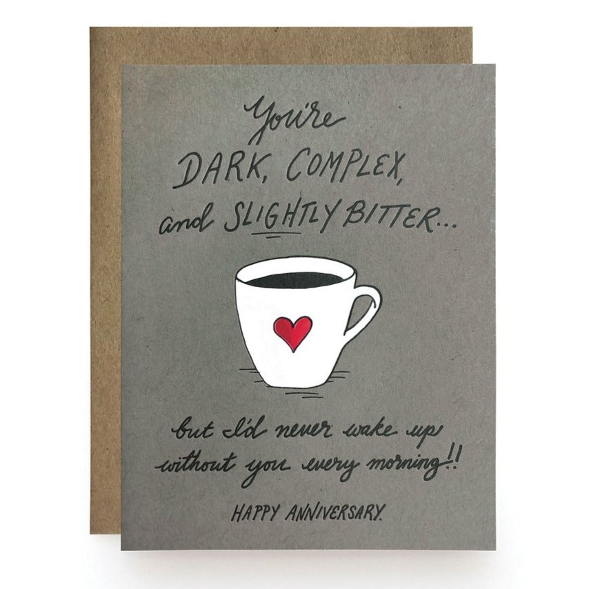 Dark Complex Slightly Bitter Coffee Anniversary Card