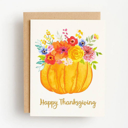 Happy Thanksgiving Floral Pumpkin Card