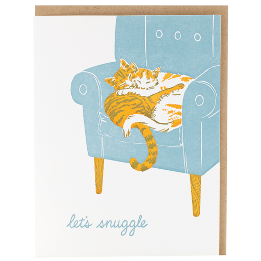 Lets Snuggle Cats on Chair Love Card