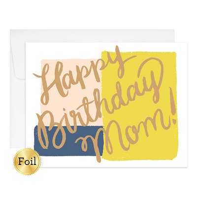 Colorblock Happy Birthday Mom Card