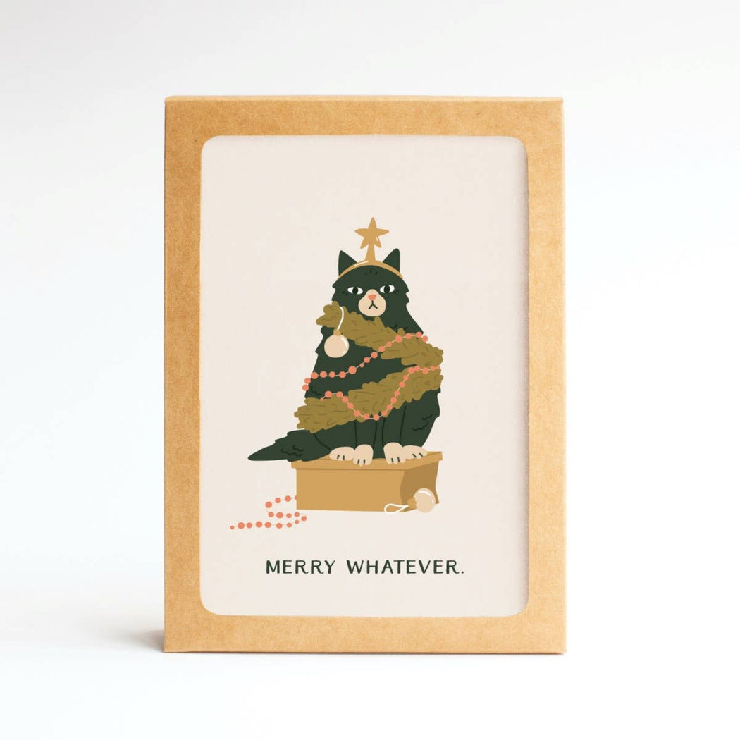 Merry Whatever Tree Cat Card
