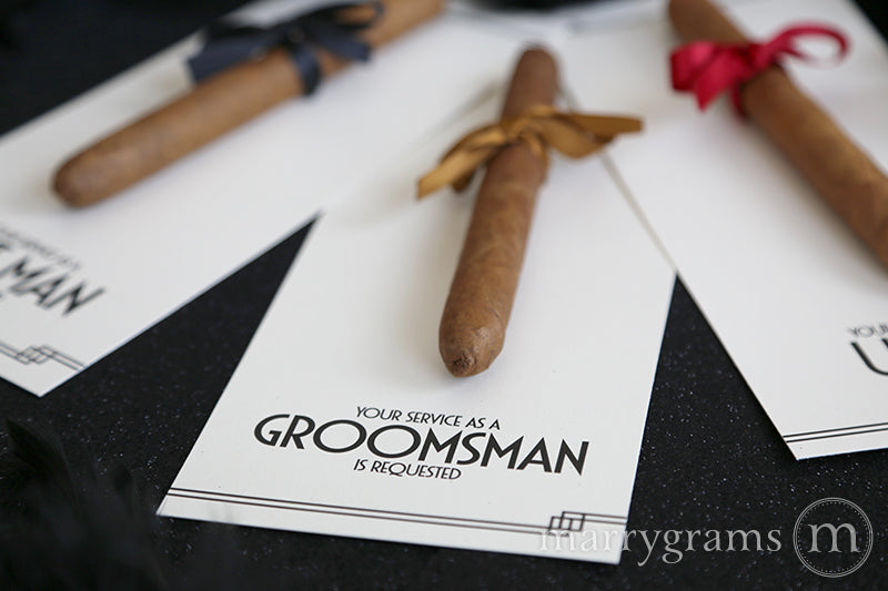 Groomsman Cigar Card | Your Service is Requested | Deco Style — Marrygrams