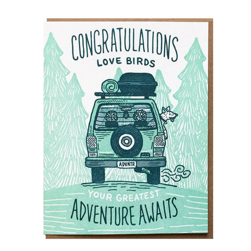 Congratulations Love Birds Your Greatest Adventure Awaits Van Card