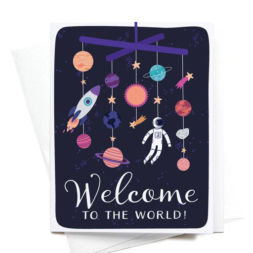 Welcome To The World Galaxy Mobile Baby Card