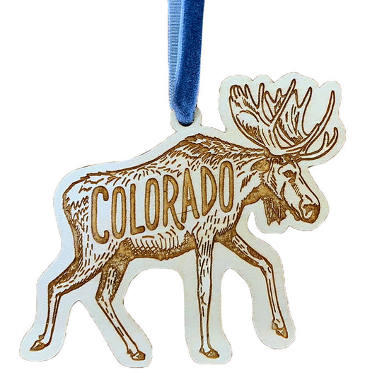 Colorado Moose Wood Ornament