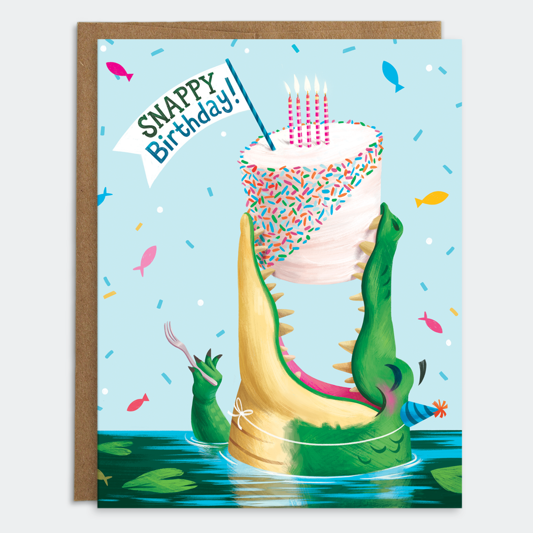 Snappy Birthday Alligator Cake Card