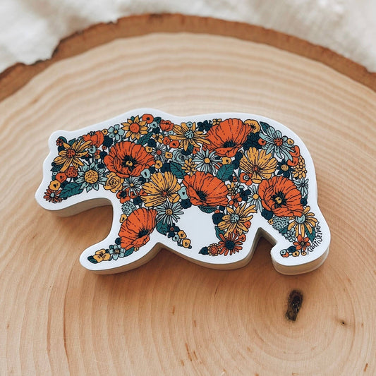 Floral Bear Vinyl Sticker